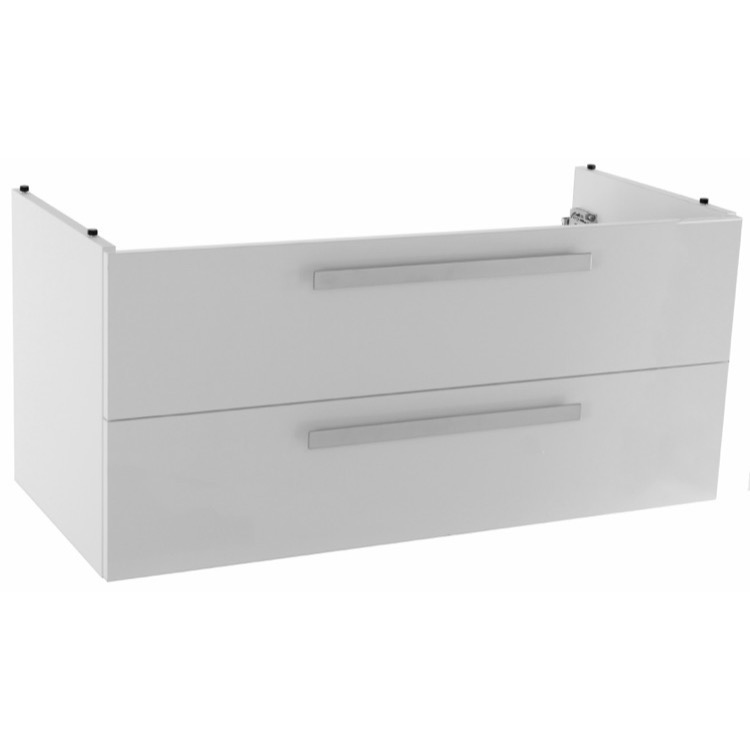 Vanity Cabinet, ACF L819W, 38 Inch Wall Mount Glossy White Bathroom Vanity Cabinet